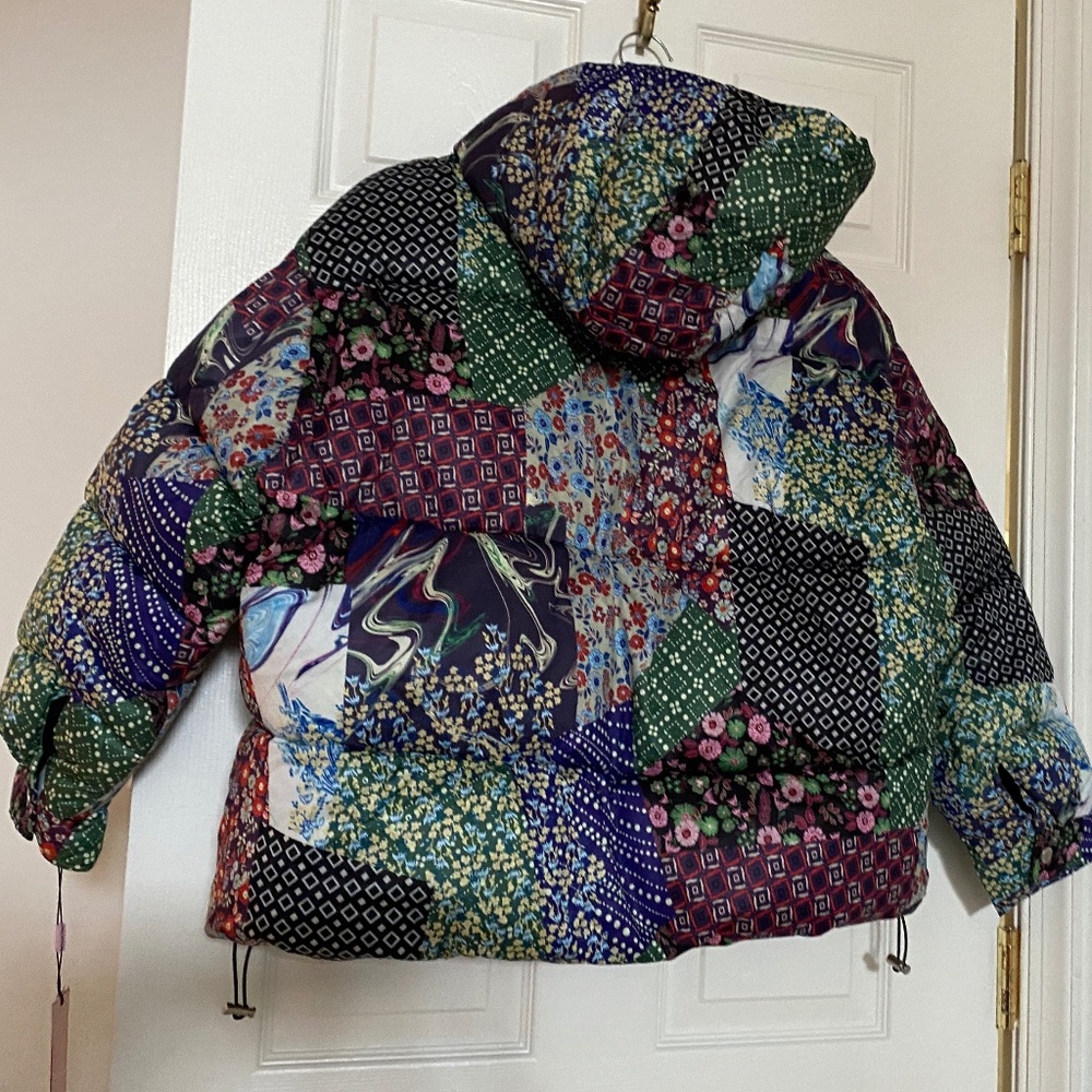 AVEC LES FILLES Thermal Puffer Jacket in Multi Patchwork - Size L Large NWT - Picture 7 of 12